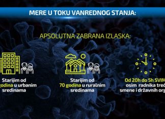 Svim licima zabranjeno kretanje od 20 do 5 sati