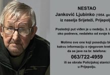 Nestao Janković Ljubinko iz naselja Srijeteži